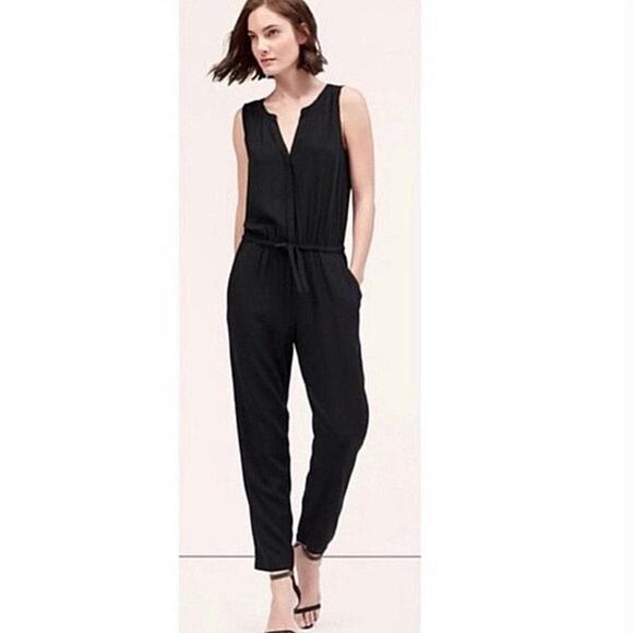 LOFT Black Fluid Sleeveless Lightweight Jumpsuit XXS - Picture 1 of 5